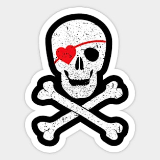 Valentines Pirate Skull Sticker